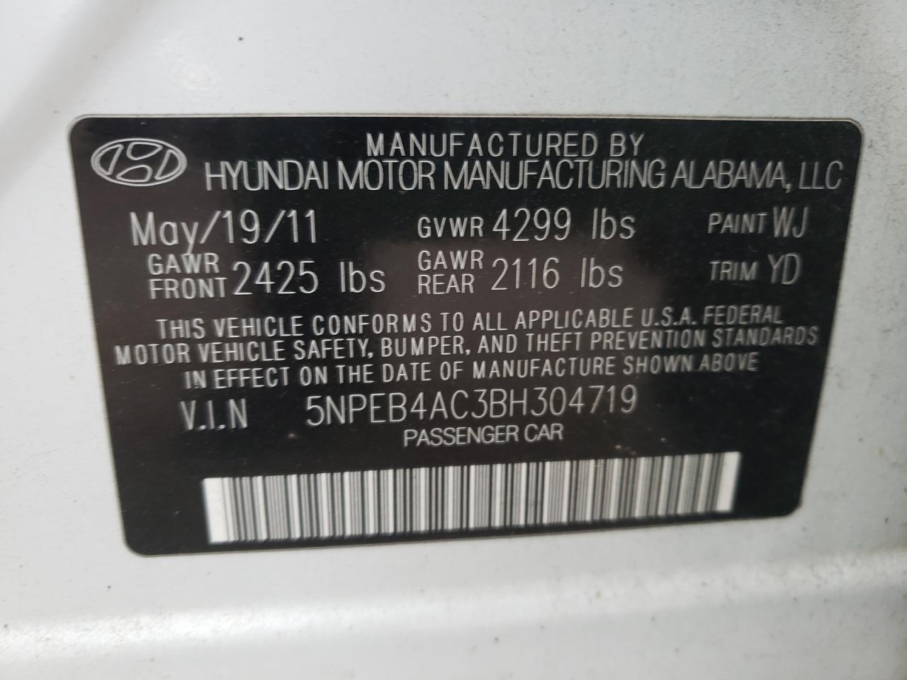 2011 HYUNDAI SONATA GLS - 5NPEB4AC3BH304719 — photo 9
