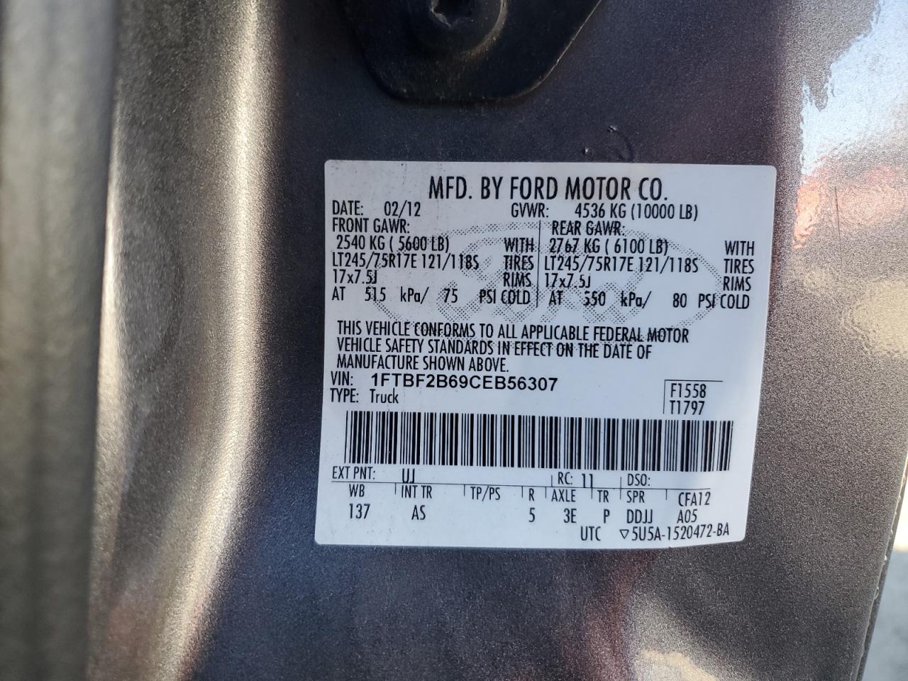 2012 FORD F250 SUPER - 1FTBF2B69CEB56307 — photo 12