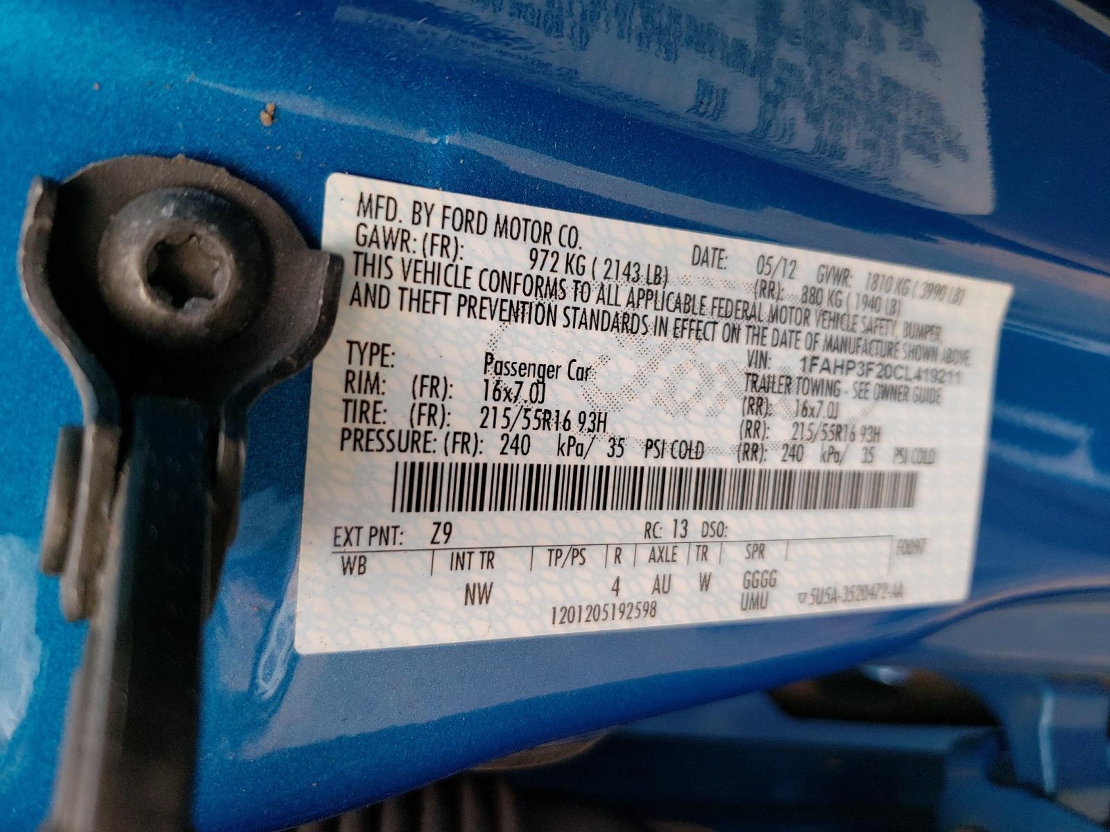 2012 FORD FOCUS - 1FAHP3F20CL419211 — photo 8