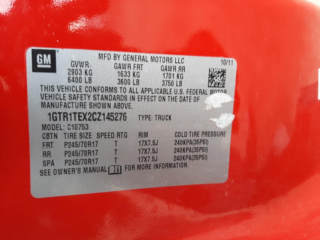 2012 GMC SIERRA C15 - 1GTR1TEX2CZ145276 — photo 10