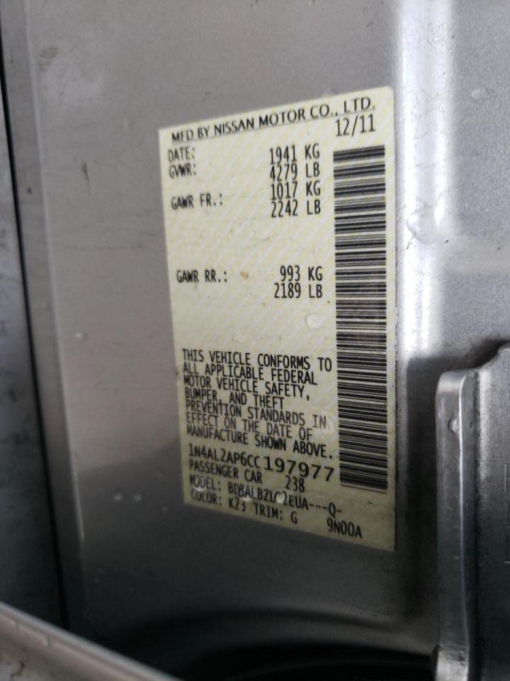 2012 NISSAN ALTIMA BAS - 1N4AL2AP6CC197977 — photo 10