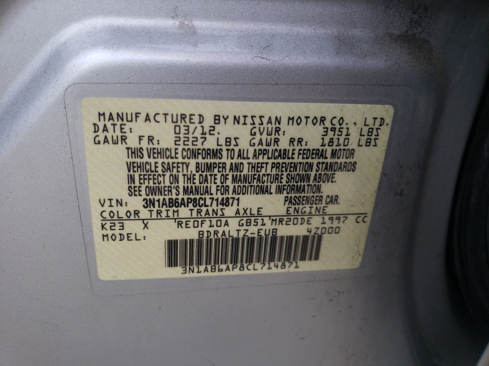 2012 NISSAN SENTRA 2.0 - 3N1AB6AP8CL714871 — photo 10
