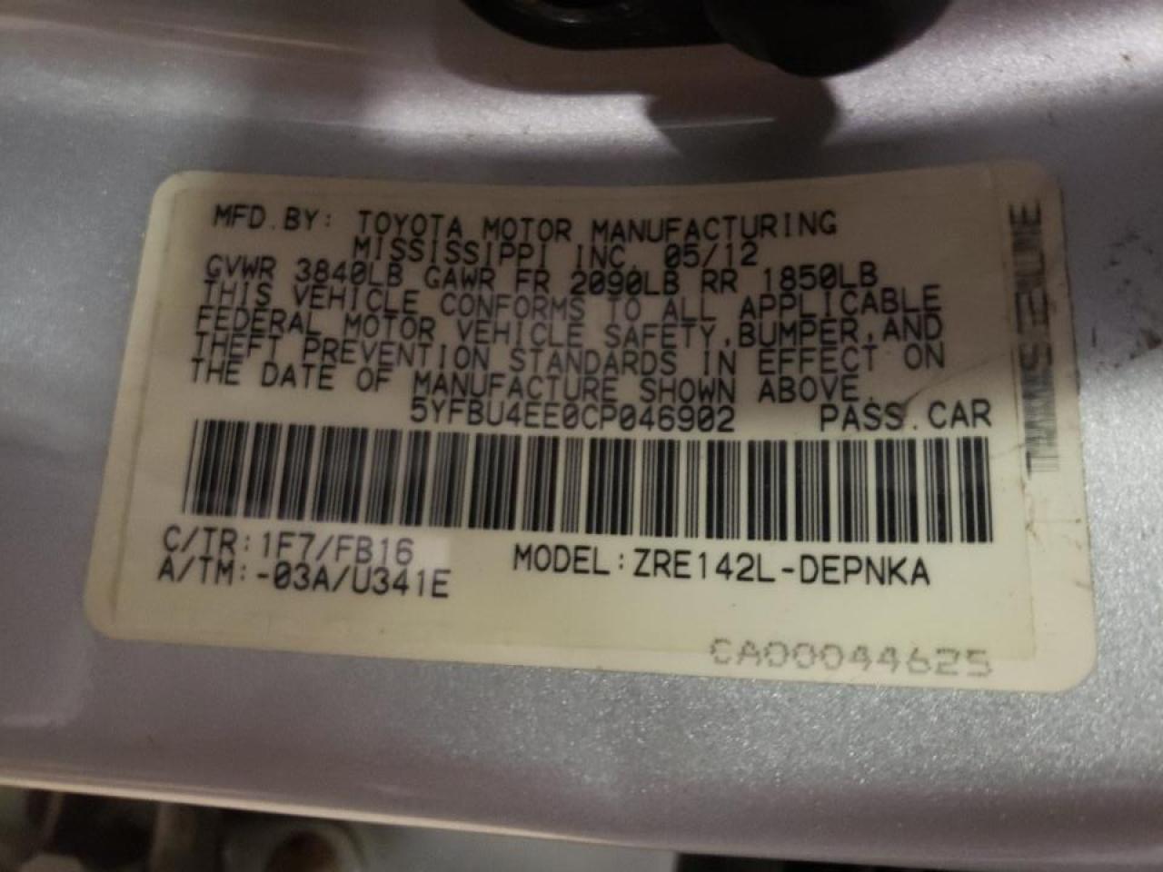 2012 TOYOTA COROLLA BA - 5YFBU4EE0CP046902 — photo 10