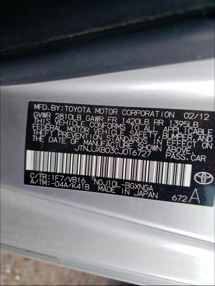 2012 TOYOTA SCION IQ - JTNJJXB03CJ016727 — photo 10