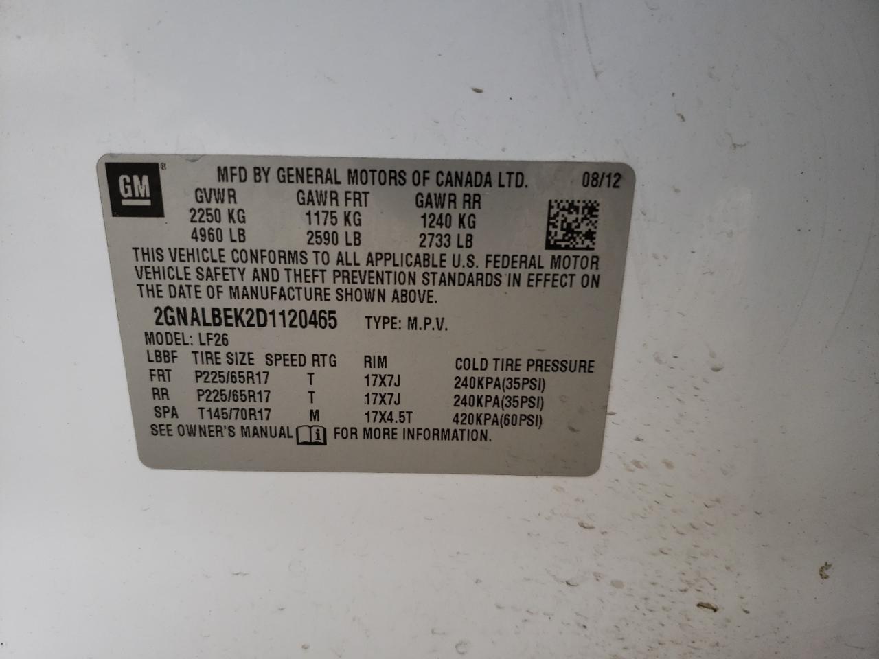 2013 CHEVROLET EQUINOX LS - 2GNALBEK2D1120465 — photo 10