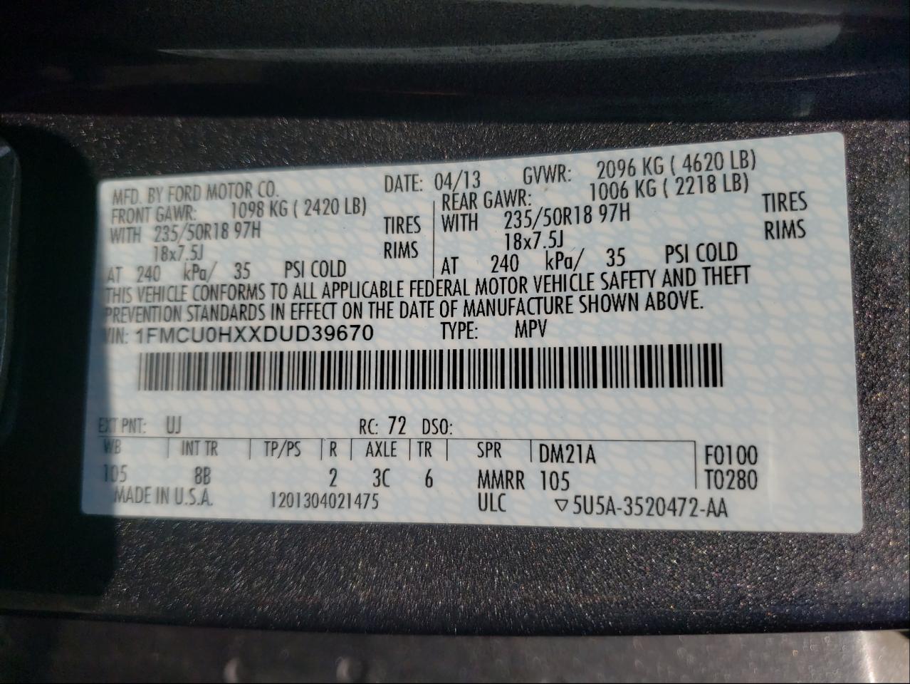 2013 FORD ESCAPE SEL - 1FMCU0HXXDUD39670 — photo 9