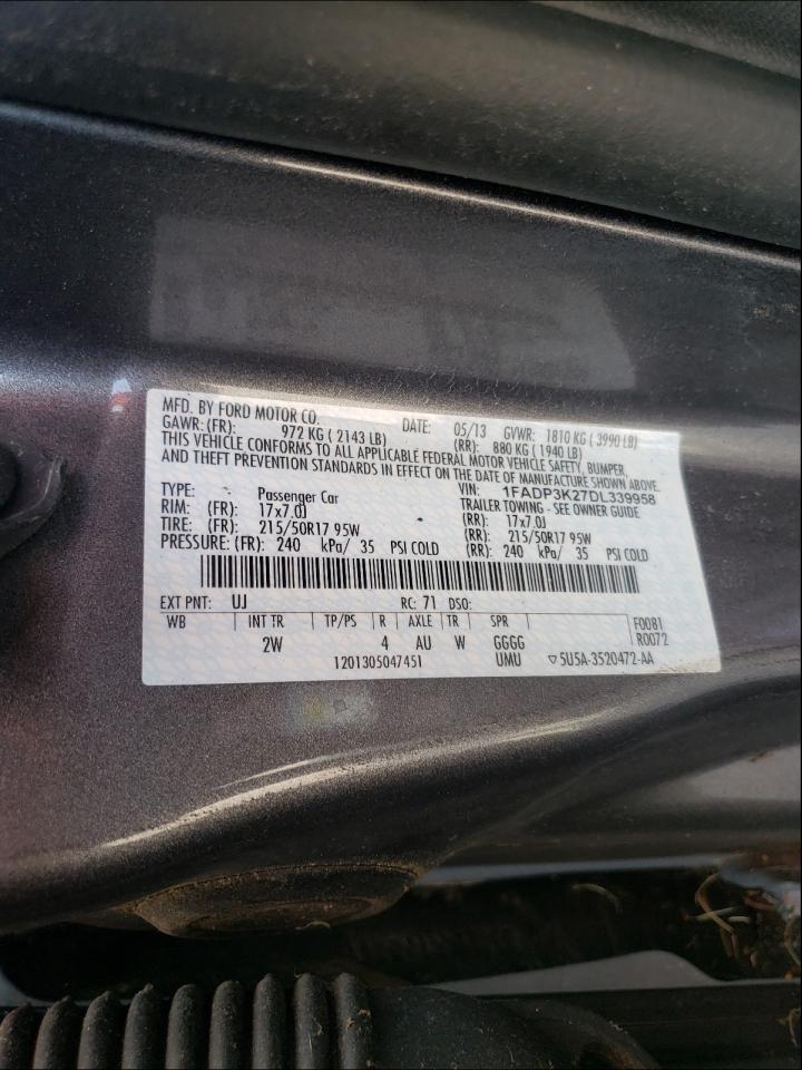 2013 FORD FOCUS SE - 1FADP3K27DL339958 — photo 10
