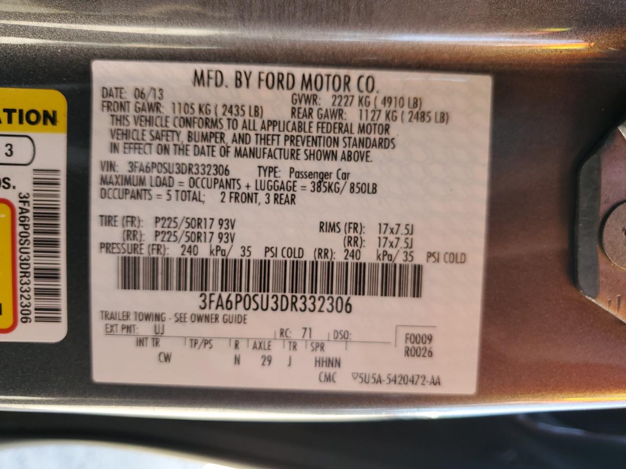 2013 FORD FUSION TIT - 3FA6P0SU3DR332306 — photo 12