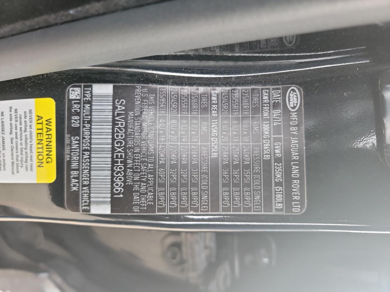 2014 LAND ROVER RANGE ROVE - SALVR2BGXEH939661 — photo 10