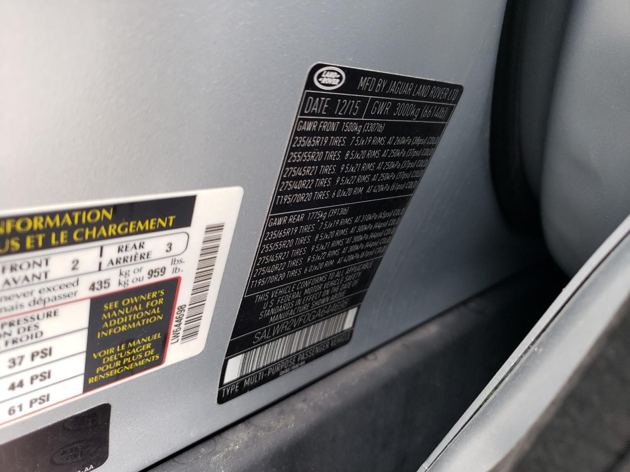 2016 LAND ROVER RANGE ROVE - SALWR2VF0GA644698 — photo 11
