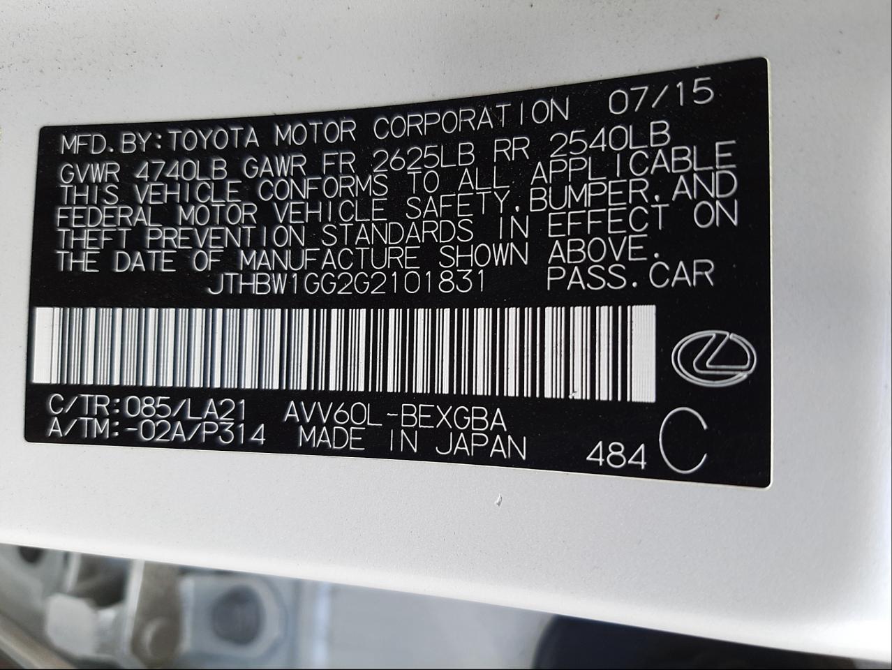 2016 LEXUS ES 300H - JTHBW1GG2G2101831 — photo 10