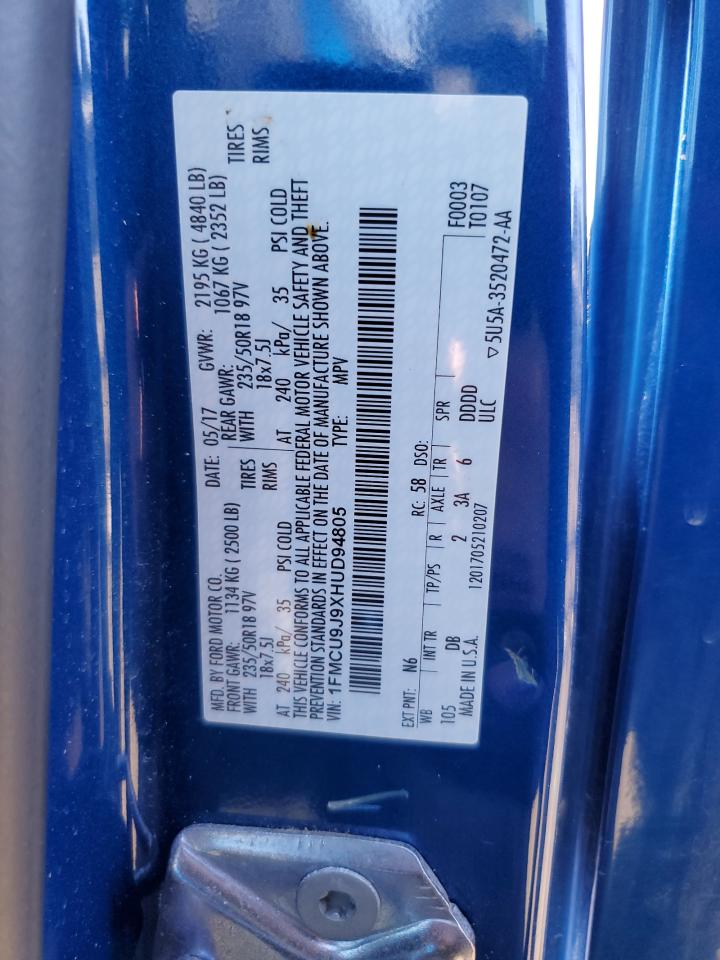 2017 FORD ESCAPE TIT - 1FMCU9J9XHUD94805 — photo 12