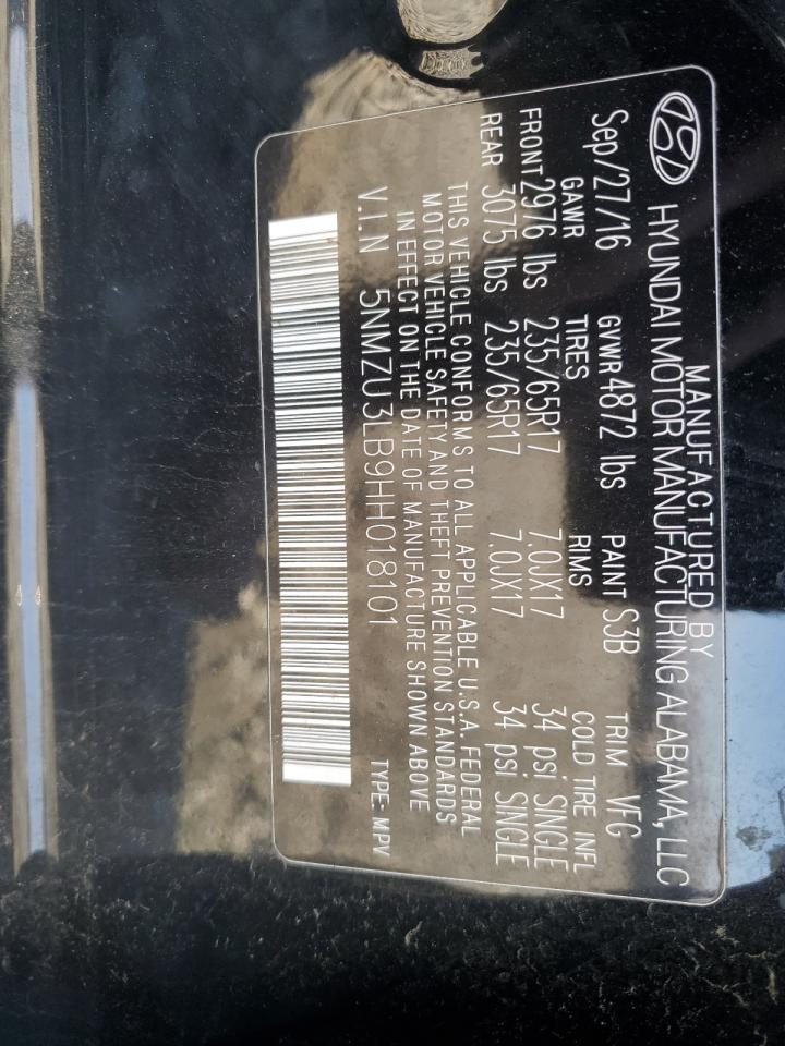 2017 HYUNDAI SANTA FE S - 5NMZU3LB9HH018101 — photo 12