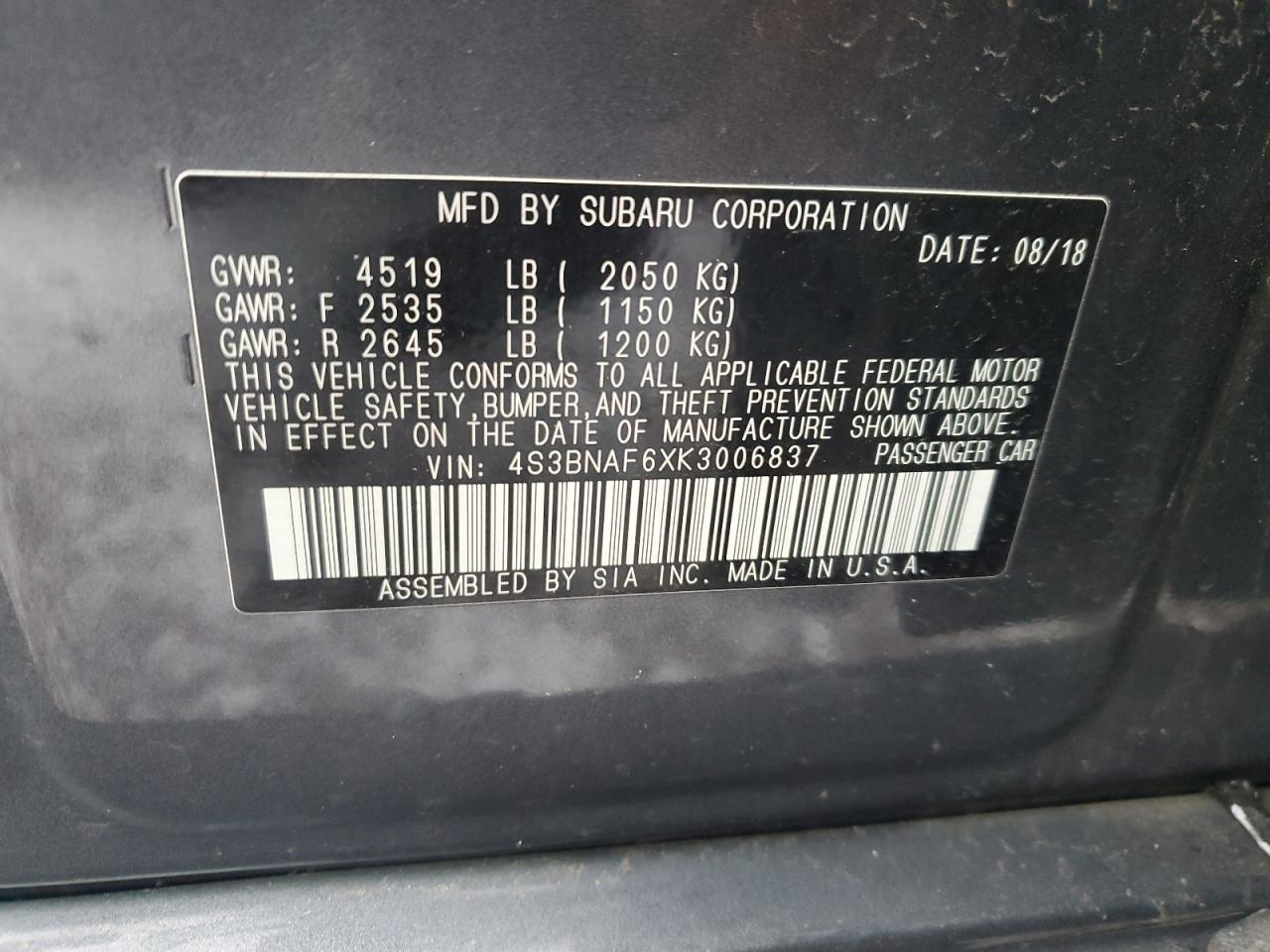 2019 SUBARU LEGACY 2.5 - 4S3BNAF6XK3006837 — photo 12