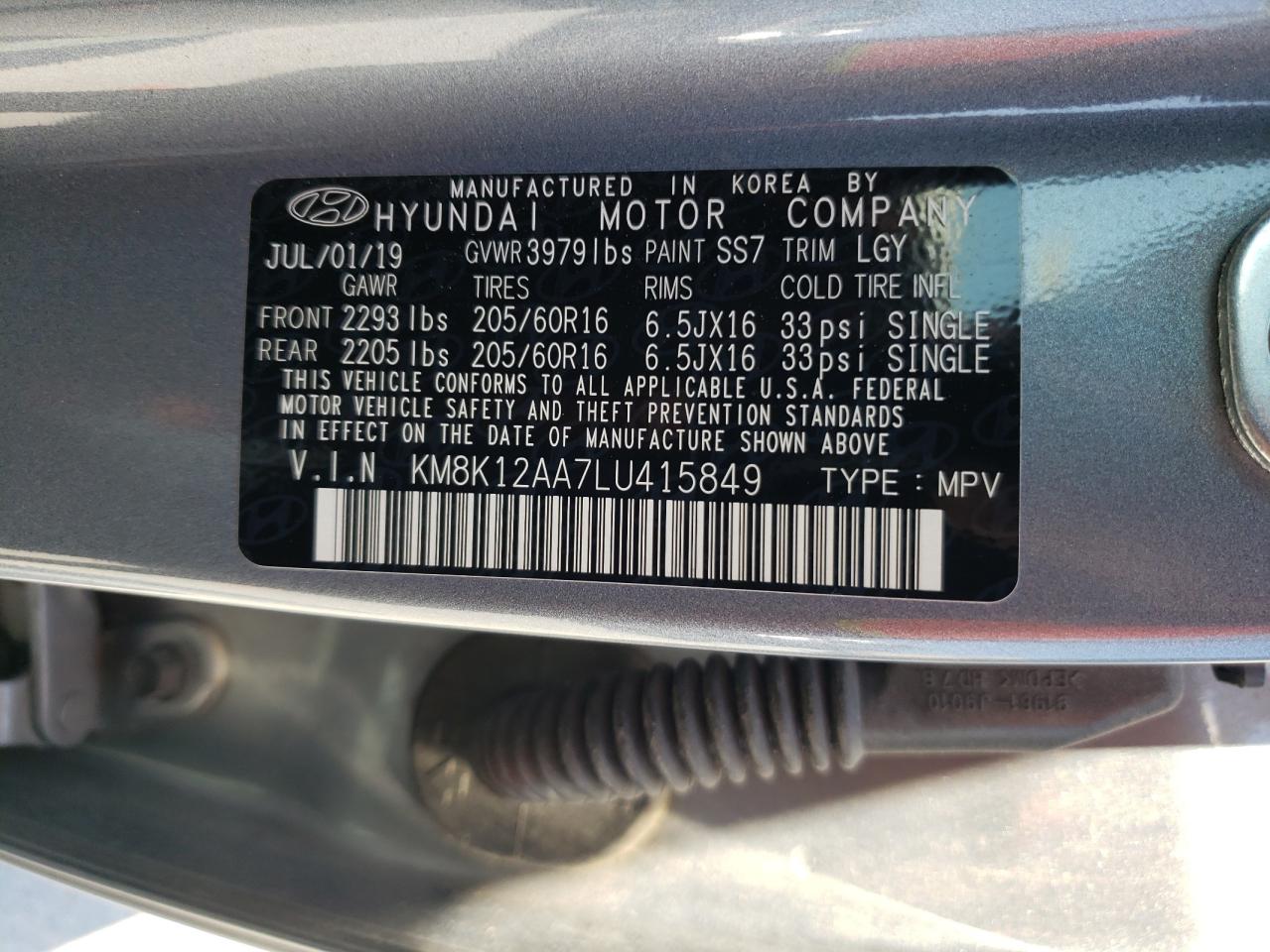2020 HYUNDAI KONA SE - KM8K12AA7LU415849 — photo 11
