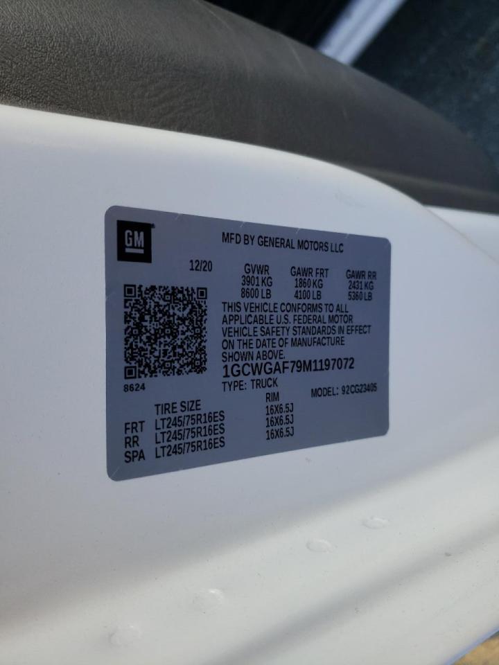 2021 CHEVROLET EXPRESS G2 - 1GCWGAF79M1197072 — photo 10